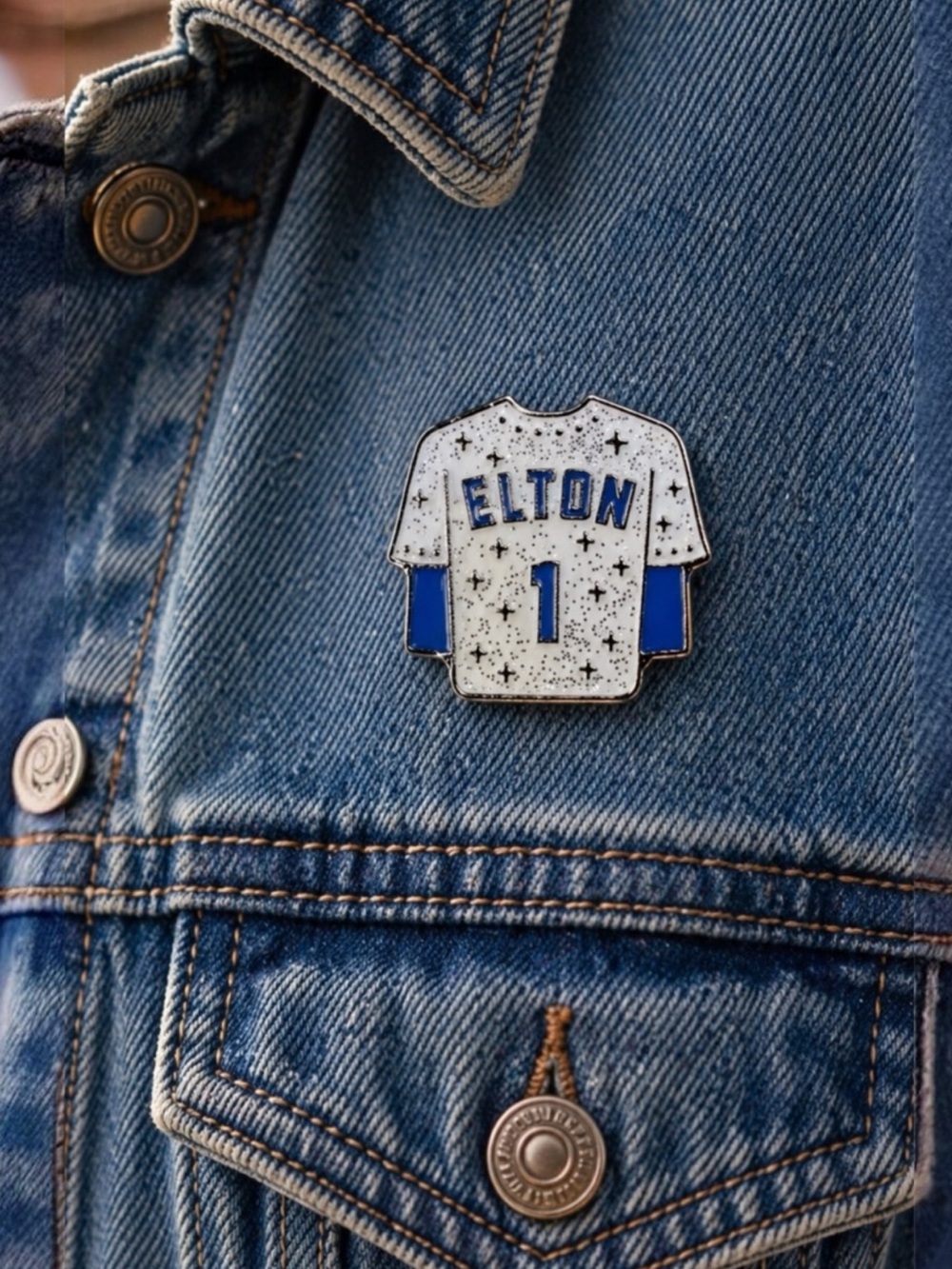 Elton John Dodger Stadium #1 Jersey Glitter Enamel Pin NEW